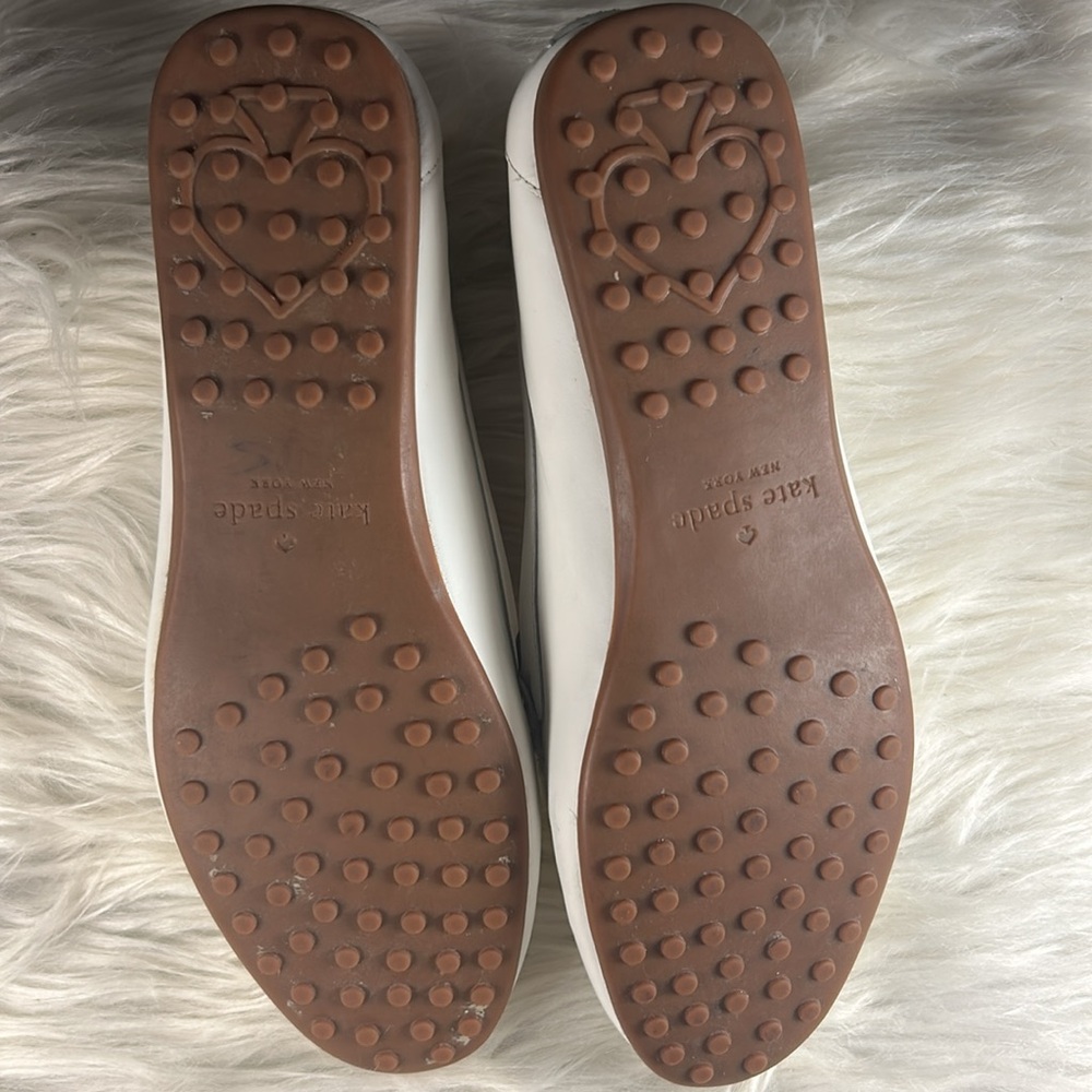 KATE SPADE Loafers Women's Size 8 Kate Spade Carmen S1350018 White Leather Shoes - Picture 9 of 15